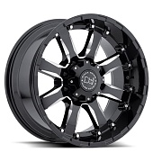 Black Rhino Sierra 9.0x18 8x165 ET-12 d120 Gloss Black Mirror Machine Cut Lip