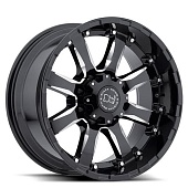 Black Rhino Sierra 9.0x18 8x165 ET12 d120 Gloss Black Mirror Machine Cut Lip